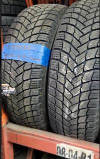 USED PAIR OF WINTER MICHELIN 215/55R16 95% TREAD WITH INSTALL