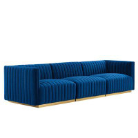 Comfort Design Mats Savannah White Channel Tufted Performance Velvet Sofa