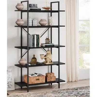 A large bookshelf for storage this tall and wide bookshelf has 5 layers of spacious storage shelves...