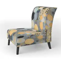 George Oliver Pastel Abstract With Blue Black & Gold Spots XVIII - Upholstered Modern Accent Chair