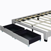 Ivy Bronx Linen Upholstered Platform Bed with Adjustable LED Headboard and Footboard Drawers