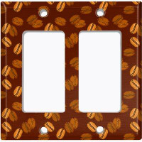 WorldAcc Metal Light Switch Plate Outlet Cover (Coffee Mocha Espresso Beans Brown - Double Rocker)
