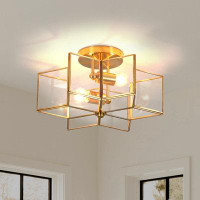 Mercer41 2 - Light Solid Brass Dimmable Square / Rectangle Chandelier