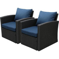 Green4ever Black Grey Cane Blue Cushion - Single Chair *2