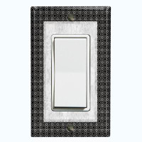 WorldAcc Metal Light Switch Plate Outlet Cover (Geometric Shape Gray Frame - Single Rocker)