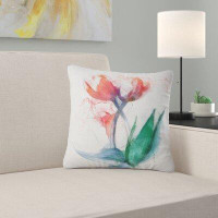 East Urban Home Floral Hand Drawn Tulips Sketch Pillow