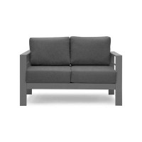 Ebern Designs Cozy Grey Patio Outdoor Double Sleeper Sofa With Aluminum Frame - Compact And Comfortable Furniture