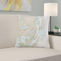 East Urban Home Chatham Harbour, MA Nautical Map Noncorded Indoor/Outdoor Pillow 18x18