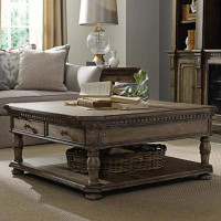 POWER HUT French American Solid Wood Square Coffee Table Retro To Do Old Carved Coffee Table