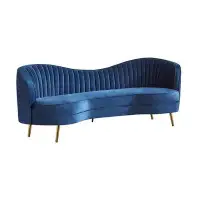 Everly Quinn Elevate Blue Camel Back Channel Tufted Sofa
