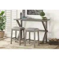 Gracie Oaks Counter Height Set Table and Barstools Upholstered Seat  Finish For Dining Kitchen Furniture