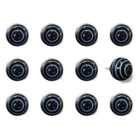 HomeRoots 1.5" X 1.5" X 1.5" Black And Light Blue- Knobs 12-Pack