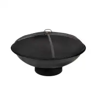 Red Barrel Studio 32" Black Cast Iron Fire Pit Bowl With Screen