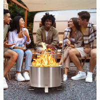 Arlmont & Co. Ritika 14.56'' H x 20.47'' W Stainless Steel Wood Burning Outdoor Fire Pit