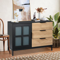 Latitude Run® 1 - Door Accent Cabinet with Frosted Glass Door and 3 Drawers