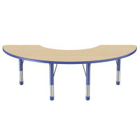 Factory Direct Partners Half Moon T-Mould Adjustable Height Activity Table with Chunky Legs