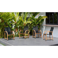 Wrought Studio Chaise de patio empilable en teck 4 pièces Petit