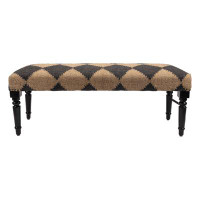 Canora Grey 47" Tan And Black Black Leg Checkered Upholstered Bench