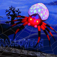 The Holiday Aisle® 8 FT Width Halloween Inflatables Outdoor Spider With Magic Light, Blow Up Yard Decoration Clearance W