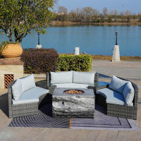 Direct Wicker Vineyard 6-Person Wicker/Rattan Patio Conversation Set With Cushions