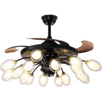 Williston Forge 42" Modern Retractable Chandelier Ceiling Fan And Remote