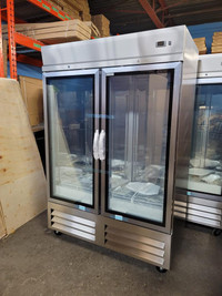 Brand New 55 Wide Double Glass Door Stainless Steel Refrigerator
