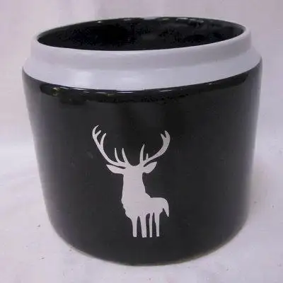 Loon Peak Black With White Trim And Deer Planter