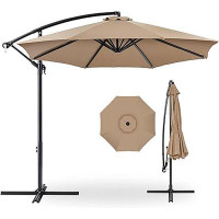 Arlmont & Co. 10ft  Hanging Market Patio Umbrella , 8 Ribs for Backyard, Poolside, Lawn and Garden