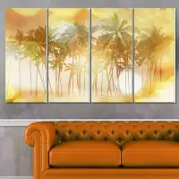 Design Art 'Palms in Serene Tropical Beach' 4 Piece Graphic Art on Wrapped Canvas Set