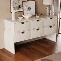 Loon Peak Retro Style Rubber Wood Venner Dresser with Three-Drawer