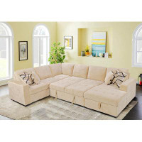 Everly Quinn 123" Oversized Sectional Sofa With Storage Chaise