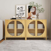 Latitude Run® Bamboo Cabinet,Buffet Sideboard Storage Cabinet,Set Of 2