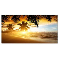 Design Art Sunset over Caribbean Sea Photographic Print on Wrapped Canvas