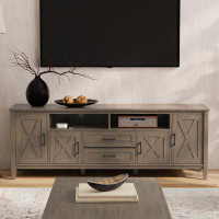 Gracie Oaks Gracie Oaks Weisbart SOLID WOOD 72 inch TV Media Stand in Smoky Brown For TVs up to 80 inches