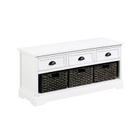 Wildon Home® Storage Bench With 3  Drawers And 3 Woven Baskets