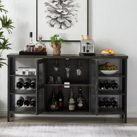 BOSTINS Wine Bar Cabinet, Liquor Storage Credenza, Sideboard with Wine Racks and Stemware Holder