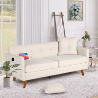 Corrigan Studio 65" Modern Fabric Loveseat Sofa With 2 Usb Charging Ports