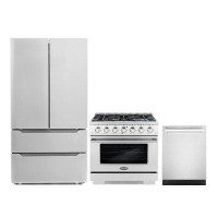 Cosmo 3 Piece Kitchen Package with French Door Refrigerator & 36" Freestanding Gas Range