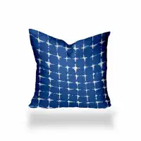 Dakota Fields 12" X 12" Blue And White Blown Seam Gingham Throw Indoor Outdoor Pillow