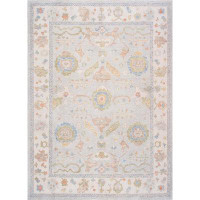Isabelline Isabelline Turkish Oushak Collection Hand-Knotted Wool Blue Area Rug- 9'5'' X 12'11''