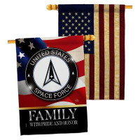 Breeze Decor Us Space Force Family Honour House Flags Pack Armed Forces Yard Banner 28 X 40 Inches Double-Sided Decorati