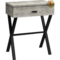 GN109 GREY RECLAIMED WOOD/BLACK METAL ACCENT, END TABLE, NIGHT STAND, Grey