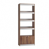 Ebern Designs Mid-Century Modern Kamarianna Bookcase with 5 Shelves in White and Brown