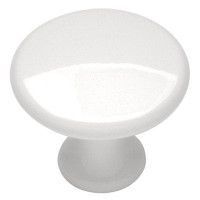 Hickory Hardware Conquest Collection Knob 1-1/8 Inch Diameter White Finish (25 Pack) Backplate