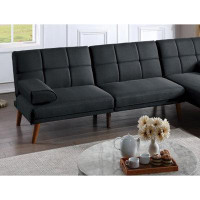 George Oliver Mustard Polyfiber Adjustable Tufted Sofa Living Room Solid Wood Legs Comfort Couch