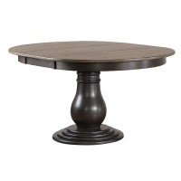 Canora Grey Sikeston Extendable Rubberwood Solid Wood Pedestal Dining Table