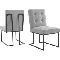 Latitude Run® Tufted Parsons Chair in Black Light Grey