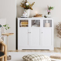 Zipcode Design™ Juhl 42.5"W 3 Door Accent Cabinet with Shelves, Hallway Storage Cabinet, White Cabinet