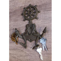 Trinx Cast Iron Rustic Nautical Mermaids On Ship Anchor And Helm Double Wall Hooks