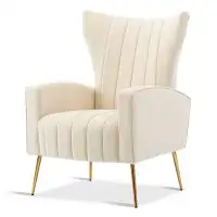 Everly Quinn Wingback Arm Chair With Gold Legs